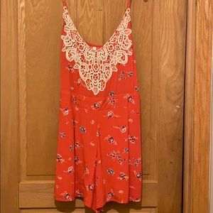 Orange floral Romper